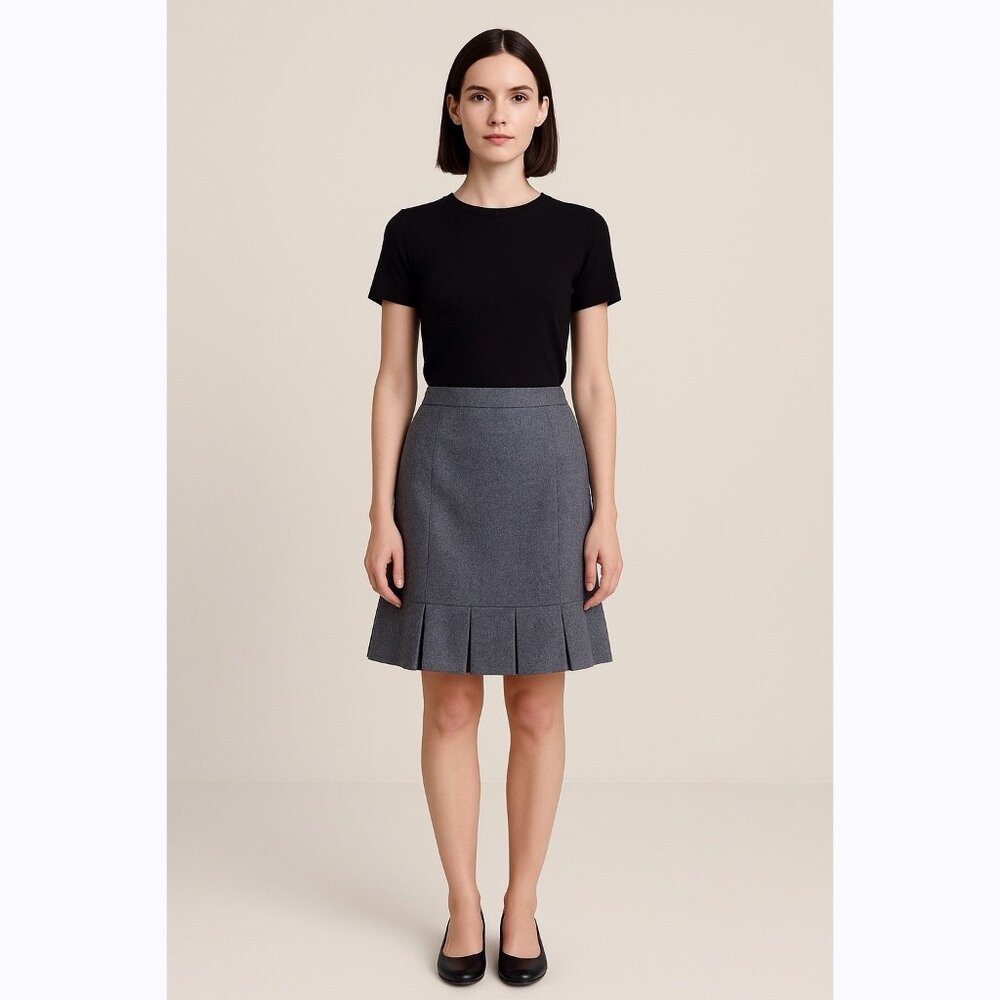 Talbots Women’s 8 Blue Wool Skirt Lined Pleated Hem Classic Career Quiet Luxury